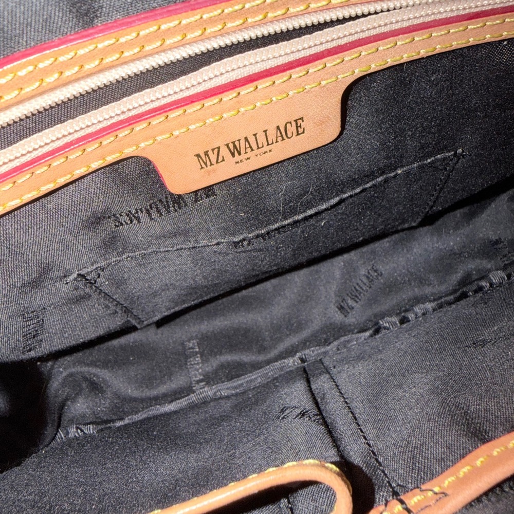 MZ Wallace Set Metallic Graphite Luster Bailey Satchel Crossbody + Makeup Bag - Picture 10 of 16
